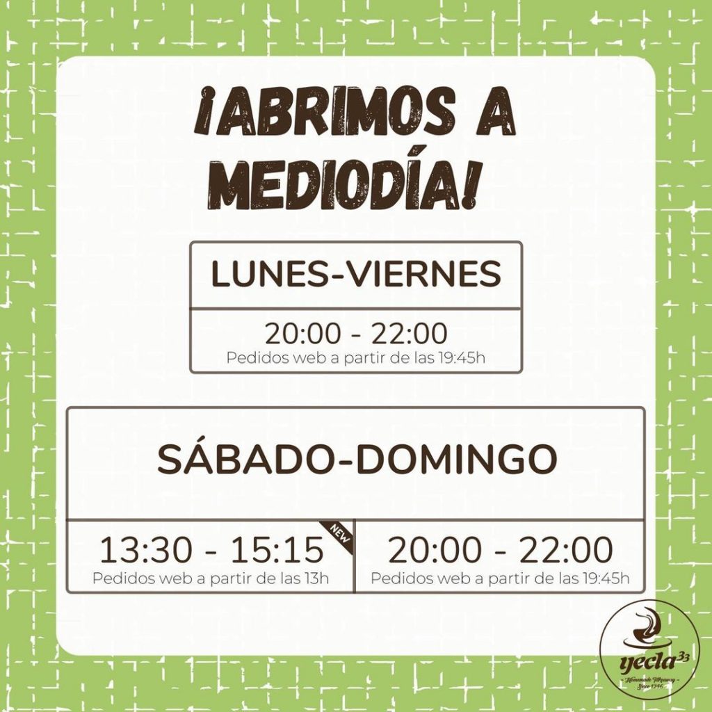 Abrimos a mediodía - nuevo horario